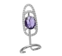 FRCOLOR Elegant Open Finger Ring for Women Adjustable Nail Jewelry with Dazzling Diamonds for Parties Durable Design