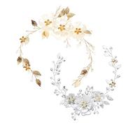 FRCOLOR Elegant Pearl Flower Leaf Headband Wedding Bridal Headpiece Hair Accessories for Special Occasions