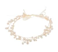 FRCOLOR Elegant Pearl Hair Vine Headband for Women Lightweight Comfortable Bridal Hairpiece Double Gold Wire Twisted Design Versatile Wedding and Party Hair Accessory