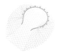 FRCOLOR Elegant Pearl Headband Mesh Hair Accessories for Women Bridal Wedding Headpieces Birdcage Veil for Bridal Shower Halloween Decorations