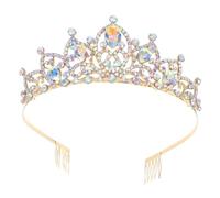 FRCOLOR Elegant Princess Crown Headband for Women Girls Baroque Style Rhinestone Tiara Hair Jewelry for Birthday Parties Weddings Photo Shoots
