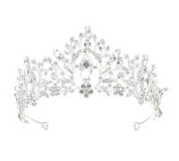 FRCOLOR Elegant Rhinestone Bridal Crown Headband for Weddings and Parties Silver White Pageant Tiara Hair Accessory Retro Baroque Style Photos Prop for Women
