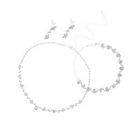 FRCOLOR Elegant Rhinestone Evening Jewelry for Women Lightweight Necklace Earring Bracelet Trio Sparkling Full Inlay Design for Bridal Bridesmaids and Formal Gowns