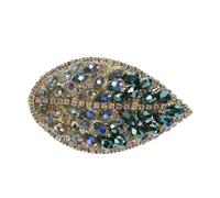FRCOLOR Elegant Rhinestone Leaf Brooch Pin for Women Stylish Crystal Lapel Pin Lightweight Green Accessory for Sweaters Scarves Coats Wedding Birthday