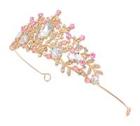 FRCOLOR Elegant Rhinestone Tiara Headband for Birthdays Parties and Stage Performances Pink Crown Accessory for Little Princesses Stable and Stylish Hair Decoration