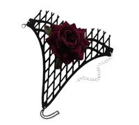 FRCOLOR Elegant Rose Flower Charm Bracelet for Women and Teen Wrist Jewelry Valentine's Day Qixi Festival Birthdays Stylish Black Floral Wristband Accessory