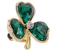 FRCOLOR Elegant Shamrock Brooch Pin in Green Alloy and Glass, Decorative and Versatile Safety Brooch for Casual and Formal Occasions, for Blouse Button or Sweater Safety Clips