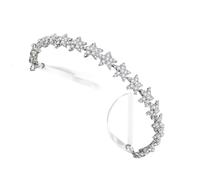 FRCOLOR Elegant Silver Tiara Crown Bridal Wedding Hair Accessory with Star-shaped Alloy Design, Lightweight and Eye-catching for Women at Parties and Engagements