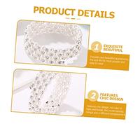 FRCOLOR Elegant Stretchy Pearl Rhinestone Bangle Bracelet for Women Four Spiral Design with Elastic Wedding Jewelry and Birthdays Daily Wear