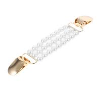 FRCOLOR Elegant White Faux Pearl Cardigan Collar Clips with Metal Shawl Pin, Versatile Sweater Chain for Women, for Daily Wear and Parties, Privacy Protection and Hold Sweater Together