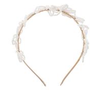 FRCOLOR Embellished Bridal Headband with Imitation Pearls and Rhinestones Princess Flower Beaded Wedding Hairpiece for Women Secure Beading Design for Elegant Bride Accessories