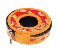 FRCOLOR Embroidered Brocade Cymbal Bell Storage Box Small 7.5cm Diameter Cotton Cloth Bag for Meditation Tibetan Buddhist Hand Percussion Bell Holder