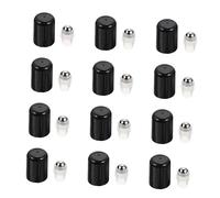 FRCOLOR Essential Oil Bottle Roller Accessories with Smooth Rolling Balls, Black Plastic and Stainless Steel Cap Covers, Easy to Install and Practical for Small Essential Oil Bottles