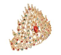 FRCOLOR Ethnic Crown Hair Comb Thai Bride Style Ancient Chinese Costume Hairpiece Gold Toned Tiaras for Girls Wedding Bridesmaid Accessory