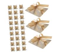 FRCOLOR European Style Gold Foil Striped Gift Pillow Boxes with Ribbon Bow Multipurpose Paper Packaging for Weddings Birthdays Holidays Party Favors