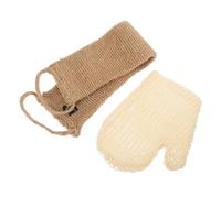 FRCOLOR Exfoliating Back Scrub Gloves 2pcs Dual-sided Jute and Sisal Bath Mitts 60x11cm Natural Fiber Back Washer for Men and Women Body Exfoliation Shower Spa