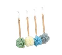 FRCOLOR Exfoliating Body Scrubber Long Handle Bath Brush for Shower 4-Pack Deep Clean and Revive