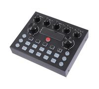 FRCOLOR External Sound Card Colorful Led Effects, Dj Music Mixer Sound Card for Live Streaming and Singing, Sturdy Metal Case Compatible Mobile Phone and Computer