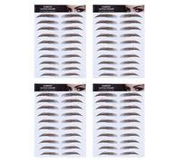 FRCOLOR Eyebrow Transfers - 4pcs 6D Hair-Like Authentic Eyebrow Tattoo Stickers, Waterproof, Long Lasting (Brown-06)
