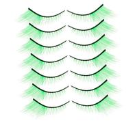 FRCOLOR False Eyelashes Set Green Natural Look Extra Long for Halloween Stage Performance Cosplay Party