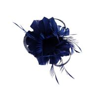 FRCOLOR Fascinator Hair Clip Headdress Navy Flax Side Clip Bridal Hairpin for Women Wedding Bridesmaid Prom Party Sturdy Elegant Headpiece