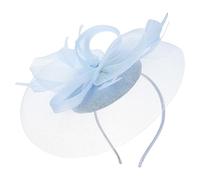 FRCOLOR Fascinator Hat Cocktail Tea Party Headwear Mesh Ribbons Headband Sky-Blue