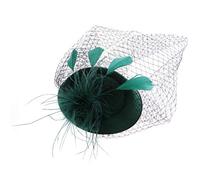 FRCOLOR Fascinator Hats Feather Derby Tea Party Hat Mini Pillbox Hat with Veil Headband Church Headwear for Cocktail Wedding Bridal Women Girls Green