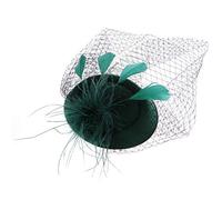 FRCOLOR Fascinators Wedding Fascinators Hats 20S 50S Hat Cocktail Tea Party Pillbox wih Veil Headband Derby Head Party Headwear for Women,Lady,1pcs (Green) Green Fascinators for Weddings