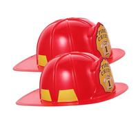 FRCOLOR Firefighter Helmet 2pcs Red Fireman Hat Fire Chief Helmet Costume Accessory for Cosplay Party Role Play Decorative Party Favour