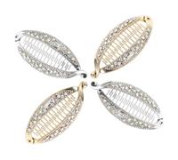FRCOLOR Fish Shape Banana Hair Clip 4pcs Rhinestone Ponytail Holder Clips Resin Strong Grip for Women Daily Wear and Special Occasions