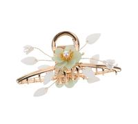 FRCOLOR Flower Claw Clip Metal Hair Styling Accessory Lightweight Floral Barrette with Pearl Japanese Ponytail Holder for Women Vintage Inspired Elegance