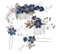 FRCOLOR Flower Create Bridal Blue Alloy Comb Hair Zinc Elegant Accessories Easy to Put on Stunning Hairstyles for Wedding and Engagement for Brides and Women