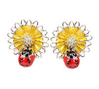 FRCOLOR Flower Earrings for Women Ladybug Daisy Studs Small Earrings Sterling Fashion Jewelry
