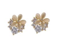 FRCOLOR Flower Studs Earrings for Women and Charming Cat's Eye Flower Jewelry Resistant Creative Studs Elegant Spring Ear Decoration for Daily Wear and Parties