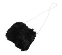 FRCOLOR Fluffy Faux Crossbody Tote Bag for Women with Plush Material and Strong Stitching, Lightweight and Stylish Evening Handbag with Faux Pearl Chain, for Parties and Evenings