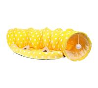 FRCOLOR Foldable 2-in-1 Indoor Rabbit Tunnel Bed and Hideout for Small Pets, Yellow Half-moon Bunny Tunnel with Soft Fabric, Suitable for Indoor Bunnies and Small Animals