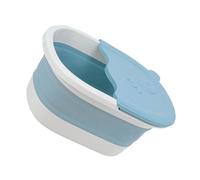 FRCOLOR Foldable Blue Foot Bath Basin with Massage Soles Function Portable PP Foot Soak Bucket for Home Use Easy Clean for Boys
