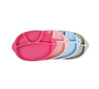 FRCOLOR Food Grade Silicone Partition Tray Rice Holder Dinner Plate with Separate Sections Sky Blue Shatter Resistant Odorless Dishwasher Safe Childrens Cutlery Alternative