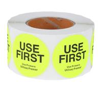 FRCOLOR Food Inventory Control Stickers 1.5Inch Round Yellow Adhesive Labels 1 Roll for Restaurant Kitchen Use Priority Food Service Management and Safety