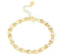 FRCOLOR Four Leaf Bracelet Copper Alloy Gold Plated Adjustable Chain for Women Shamrock Charm Jewelry for Weddings Parties and Gifts