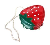 FRCOLOR Fruit Design PU Crossbody Bag for Women Strawberry Shape Chain Shoulder Bag Phone Pouch with Dual Carrying Styles Easy to Clean Summer Clutch Purse for Daily Use and Casual Outings