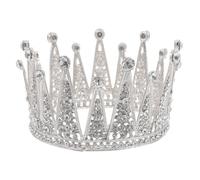FRCOLOR Full Round Crystal Princess Tiara Bridal Headband with Dazzling Rhinestones Elegant Wedding Crown Hairpiece for Women Birthday Parties and Costume Events Silver Wedding Accessory