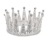 FRCOLOR Full Round Rhinestone Bridal Crown Crystal Princess Tiara Headpiece For Women Bride Hair Accessories For Wedding Birthday And Party