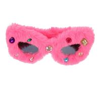 FRCOLOR Funny Sunglasses for Adults Pink Plush Cat Eye Party Eyewear | Rhinestone Decorated, Decorative Plush Sunglasses, Photo Props for Women, Halloween Season Costume Parties