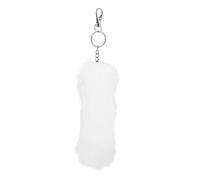 FRCOLOR Furry Tail Keychain Plush Bag Charm Portable Keyring Accessory for Women Girls Cute White Animal Pendant Backpack Decoration