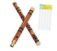 FRCOLOR G Key Bamboo Flute 5 Flute Membranes Traditional Chinese Musical Instrument Storage Box for Students and Adults Music Classes