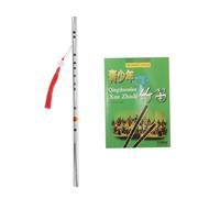 FRCOLOR G Key Dizi Flute Stainless Steel 304 Wind Instrument Instruction Book Beginner Portable Chinese Woodwind Instrument for Music Learners