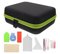 FRCOLOR Gemstone Art Tool Kit with 30-Compartment Storage Box, Multifunctional Portable Crafting Accessories Set for DIY Art Projects, Green Handheld Mosaic Making Supplies Random Color