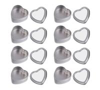 FRCOLOR Gift Boxes Silver Colour Tinplate Heart Shaped 8pcs with Window Lids and Sundries Storage Easy to Open and Close Suitable for Festival Gift Wrapping
