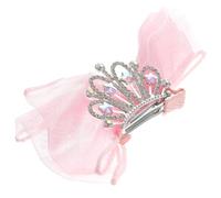 FRCOLOR Girl Hair Bow Clip Mesh Bowknot with Rhinestones Lovely Crown Shape Hair Accessory Birthday Gift